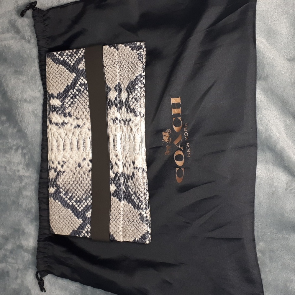 NWOT Coach~Bleeker Python Embossed Leather Clutch